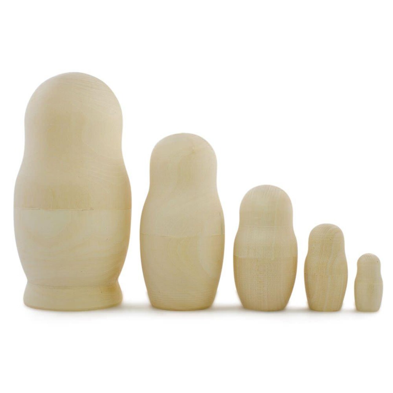 Set of 5 Unfinished Wooden Nesting Dolls DIY Craft Blanks for Painting  5.75 Inches